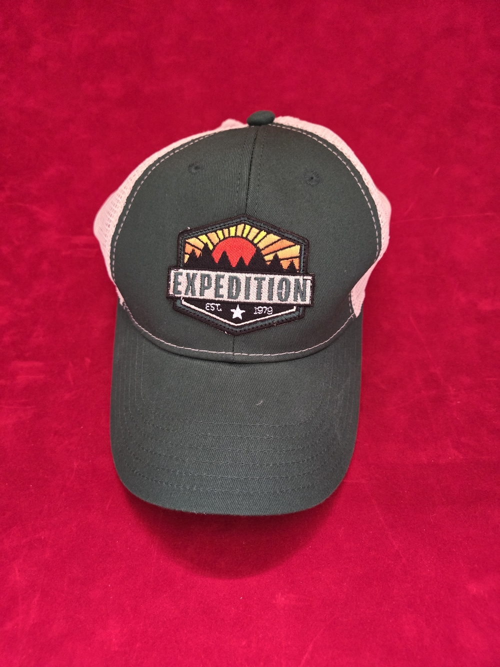 Expedition Mesh-Back Trucker Hat - Dark Green And White